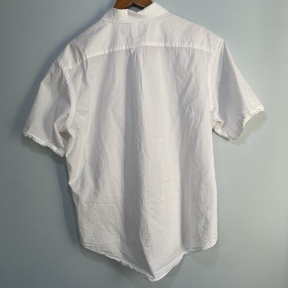 Mens POLO Ralph Lauren Seersucker Fabric White Short Sleeve Button Down Shirt XL - Picture 4 of 7